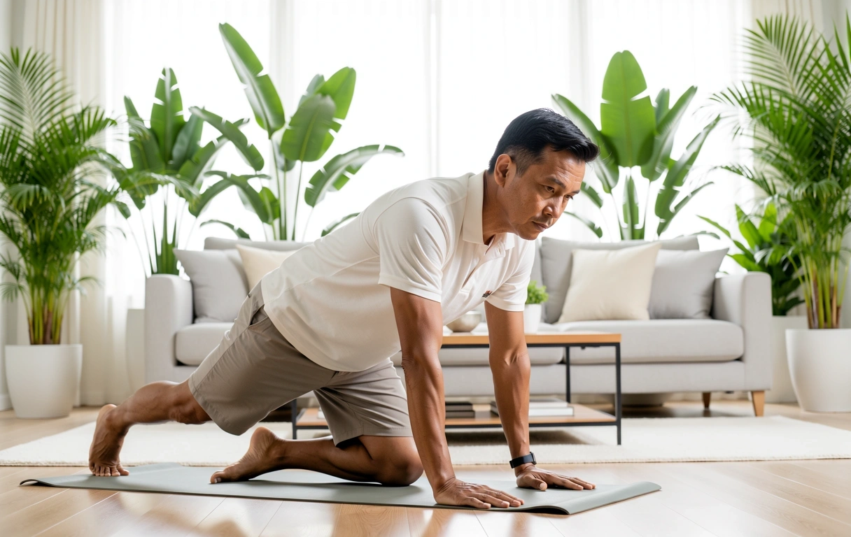 Lelaki melakukan senaman ringan